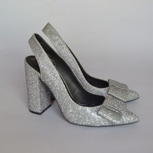 Women's Silver Sparkle Chunk Heels from H&M Size 6